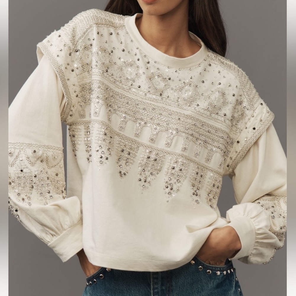 Embellished Cream Top